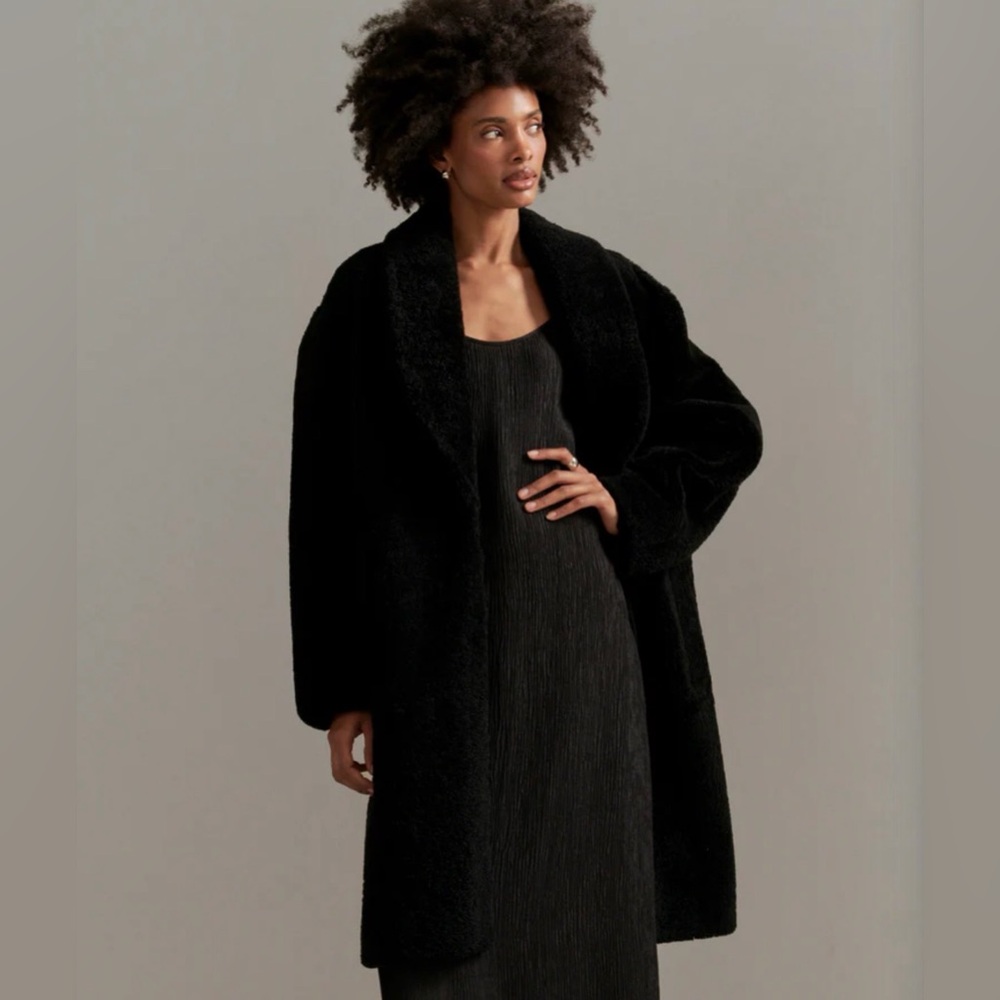 Jenni Kayne Long Shearling Yves Shawl Coat‎ size large, new - Picture 2 of 12